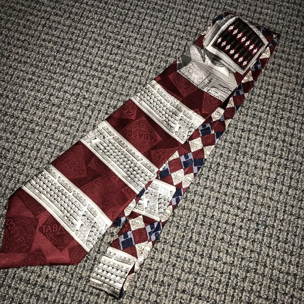 Tabasco Brand Tie “Home Computer” Multicolored EUC